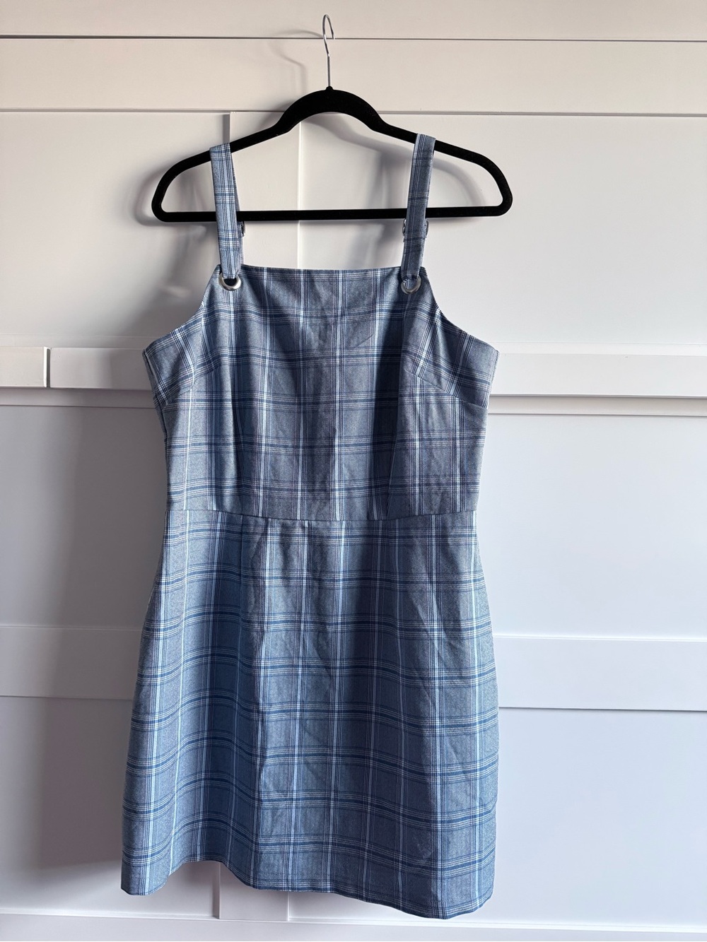 Light Blue Plaid Mini Dress
